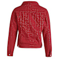 Miniatyrbild 5 av 5: Dam Solid Jeansjacka Långärmad Ming Kofta Kostym Ficka Kappa Topp Red XXL