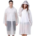 Miniatyrbillede 1 af 5: Genanvendelig regnfrakke til voksne, unisex nødregnfrakke, regnfrakke med hætte og snøre white XL