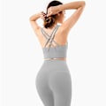 Miniatyrbild 1 av 5: Mjukt Yoga Set Dam Sportkläder Träningsdräkter Utan Sömmar Fram Yoga Kläder Gym Set Sportkläder Rhino Grey set 1 M