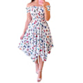 Miniatyrbillede 1 af 5: Dame Blomsterprint Off Shoulder Kjole Elegant Stropløs Maxikjole Til Strandbrug White Butterfly L