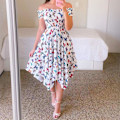 Miniatyrbillede 3 af 5: Dame Blomsterprint Off Shoulder Kjole Elegant Stropløs Maxikjole Til Strandbrug Violet M