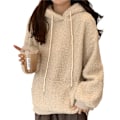 Miniatyrbillede 1 af 5: Langærmet hættejakke til kvinder, koreansk version med sødt bjørneformet design, velegnet til sammenkomster med venner Apricot XL