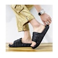 Miniatyrbild 3 av 4: Sandaler med platt sula, tofflor för stranden, unisex Blcak 40-41
