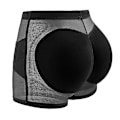 Miniatyrbild 1 av 4: Dambottenlyft Fusk Höftlyft Byxor Andningsbart Meshbälte Boxer Kroppsformande Byxor Black XXL