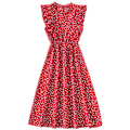 Miniatyrbillede 1 af 5: Dame Polkaprikket Kjole Plus Size Print Lang Kjole Til Strandbrug Red And White Heart M