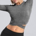 Pikkukuva 4 / 5: Lyhythihaiset Crop Topit Jooga Juoksupaidat Kuntosali Treeni Crop Topit Naisille Gray S