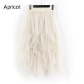 Miniatyrbilde 5 av 5: Dame Tulle Mesh Skjørt Høy Midje Lagdelt Plissert Maxi Lang Kjole One Size Apricot