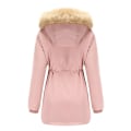Miniatyrbilde 2 av 4: Tykk hetteparkas for kvinner, vindtette fleeceforede jakker med lommer Pink M