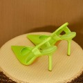 Miniatyrbillede 3 af 4: Franske Designer Dame Pink Høje Hæle, Tynde Høje Hæle Mules Slanke Hæle Elegante Sandaler Sko Yellow 41