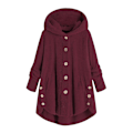 Pikkukuva 1 / 2: Mile Naisten Oversized Sherpa Takki Taskuilla Ruudullinen Fleece Huppari Talvitakki Red L