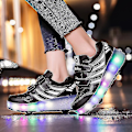 Miniatyrbild 5 av 5: Led Light Up Roller Shoes Dubbelhjul USB Laddningsbara Skridskor Svart/Rosa Black 39