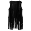 Miniatyrbilde 1 av 5: 1970-talls Dame Dusk Ermeløs Jakkevest 70-talls Hippie Imitert Semsket Skinn Vest Jakke Cardigan Black 2XL