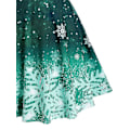 Miniatyrbilde 3 av 5: Dame Vintage Julekjoler Ombre Farge Snøfnuggtrykk Off Shoulder Partykjole L