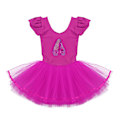Miniatyrbild 1 av 5: 2-10 år Flickor Balettklänning Gymnastikdräkt Ballerina Sko Tryck Mesh Tutu Dansklass Scenföreställning Kostym Danskläder Rose Red XL