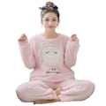 Miniatyrbild 1 av 4: Dam Vinter Flanell Pyjamas Set Söta Tryckta Mjuka Långärmade Topp Och Byxor Loungewear För Kvinnor Flickor Nattkläder Pink Owl 2XL