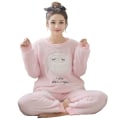 Pikkukuva 1 / 4: Naisten Talvi Flanelli Pyjamasetti Söpöillä Kuoseilla, Pehmeä Pitkähihainen Yläosa ja Housut, Oloasu Naisille ja Tytöille, Yöasu Pink Owl 2XL