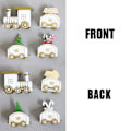 Miniatyrbilde 2 av 2: Juletre Tog i Tre Festlige Ornamenter Julebord Reinsdyr Dekor Bordgaver White