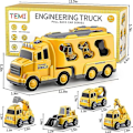 Miniatyrbild 5 av 5: Byggfordon Leksaker för Småbarn 3 4 5 6 År Gamla Pojkar - 5-i-1 Friktionsdriven Bil Leksak för Småbarn 1-3, Transportbilsleksaker för Barn 3-5, C yellow