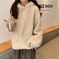Miniatyrbillede 2 af 5: Langærmet hættejakke til kvinder, koreansk version med sødt bjørneformet design, velegnet til sammenkomster med venner Apricot 2XL