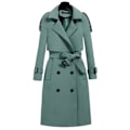 Miniatyrbillede 1 af 5: Klassisk trenchcoat til damer, mellemlang, moderigtig og vindtæt frakke til hverdagsbrug om efteråret og foråret Bean Green 2XL