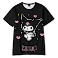 Miniatyrbild 1 av 4: Kuromi Anime Tryckt T-shirt för Dam Tonåringar Kortärmad Rundhalsad T-shirt Sommar Vardagliga Toppar Harajuku Mode T-shirts L