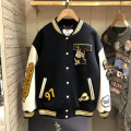 Miniatyrbillede 3 af 5: Efterår Vinter Herre Basketball Jakke Splejsning Farve Stilfuld Udendørs Frakke Til Shopping Black 2XL