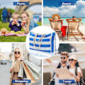 Miniatyrbild 4 av 4: Randig Stor Strandväska, Vattentätt Foder Sandtät Rese-väska med Dragkedja, Strandväska för Poolen Royal Blue