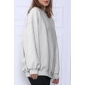 Miniatyrbillede 3 af 3: Dame Oversized Sweatshirts Hættetrøjer Fleece Crew Neck Pullover Sweaters Casual Komfortabelt Efterårsmode Tøj grey XXL