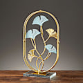 Miniatyrbild 5 av 5: Gyllene Ginkgoblad Skrivbordsdekoration Kreativ Heminredning Järnhantverk Dekoration För Sovrum Sängbord Lotus Leaf Black Lamp Base