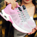 Miniatyrbillede 1 af 3: Dame Snøresko Mesh Åndbare Løbe Gymnastiksko Luft Pude Sneakers Walking Sportssko Pink 38