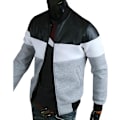 Miniatyrbild 2 av 3: Herr Bomberjacka MC Dragkedja Jacka Patchwork Ytterkläder Toppar Light Grey XL