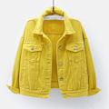 Miniatyrbilde 1 av 5: Dame Vår og Høst Jakker Varm Ensfarget Langermet Denimjakke Yttertøy Yellow S