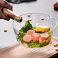 Miniatyrbillede 5 af 5: 600 ml glaskande med træhåndtag til madlavning, opvarmning af mælk, suppe, grød, husholdningsbrug, åben ild, køkken