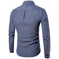 Miniatyrbillede 2 af 3: Herre Ensfarvet Knap-op Formelle Skjorter Langærmet Slim Fit Revers Skjorte Business Toppe Grey M