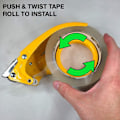 Miniatyrbild 4 av 5: Kraftig Handhållen 2\" Tum Tejpdispenser i Metall - Försegling, Med Skärare & Backspärr (tejp Ingår Ej) (1-pack Gul)
