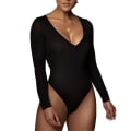 Miniatyrbilde 1 av 4: Dame V-hals Langermet Basic Topp Body Leotard Black M
