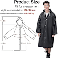 Miniatyrbillede 3 af 5: Genanvendelig regnfrakke til voksne, unisex nødregnfrakke, regnfrakke med hætte og snøre black XL