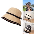 Miniatyrbild 3 av 5: Vår sommar solhatt dam båge elegant färgmatchning solhatt mode fiskare hatt kvinnor, vit Brown