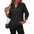 Miniatyrbild 3 av 4: Kvinnors Oversized Sweatshirts Hoodies Halv Zip Pullover Höst Mode Outfits black M