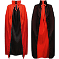 Miniatyrbillede 1 af 5: Halloween Vampyrkappe - Lang Halloween Vampyrkappe Vendbar Sort Og Rød Kappe Med Hætte Fancy Dress Kostume Til Halloween 140cm