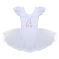 Miniatyrbild 1 av 5: 2-10 år Flickor Balettklänning Gymnastikdräkt Ballerina Sko Tryck Mesh Tutu Dansklass Scenföreställning Kostym Danskläder Ivory L