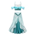 Miniatyrbild 4 av 5: Jasmine Prinsessdräkt för Flickor Utklädnad Födelsedag Halloween Party Kostym 3 pcs 100