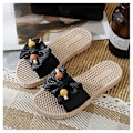 Miniatyrbilde 1 av 2: Søte Slippers med Sløyfe for Kvinner, Casual Sommer, Flate Sklisikre Sandaler for Hjemmet R Black 40