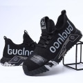 Miniatyrbillede 1 af 5: Arbejdssneakers Stål Tå Sko Herre Sikkerhedssko Punkteringssikre Arbejdssko Støvler Mode Inde Black 44