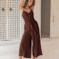 Miniatyrbillede 2 af 5: Sommerlige seler til kvinder Strandrejseoutfits med lommer Egnet til pige kvinde kæreste mor Wine Red 2XL