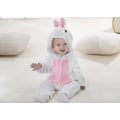 Miniatyrbillede 2 af 4: Unisex Dyrekostume Vinter Efterår Flanel Hætte Jumpsuit Rabbit 100