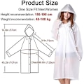 Miniatyrbillede 3 af 5: Genanvendelig regnfrakke til voksne, unisex nødregnfrakke, regnfrakke med hætte og snøre white XL