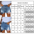 Miniatyrbillede 5 af 5: Dame Flåede Denim Shorts med Frynser Flagprint Distressed Casual Hot Pants 2XL