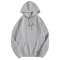 Miniatyrbild 1 av 3: Dam Letter Tryckt Hooded Hoodies Casual Sweatshirt Lös Höst Långärmad Sport Gym Pullover Toppar Gray 3XL