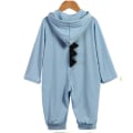 Miniatyrbillede 2 af 3: Småbørn Børn Dinosaur Hætte Romper Pyjamas Langærmet Jumpsuit Nattøj Blue 3 Months